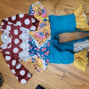 Marie Nicole Polka Dot and Floral Baby Outfit